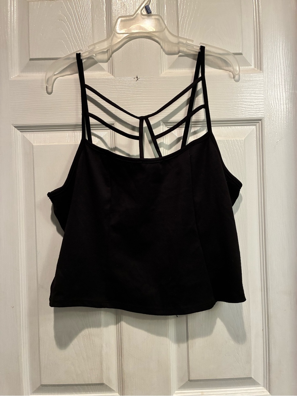 Charlotte Russe Black Strappy Crop Tank